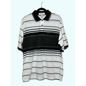Grand Slam white black stripes short sleeves polo shirt size Large